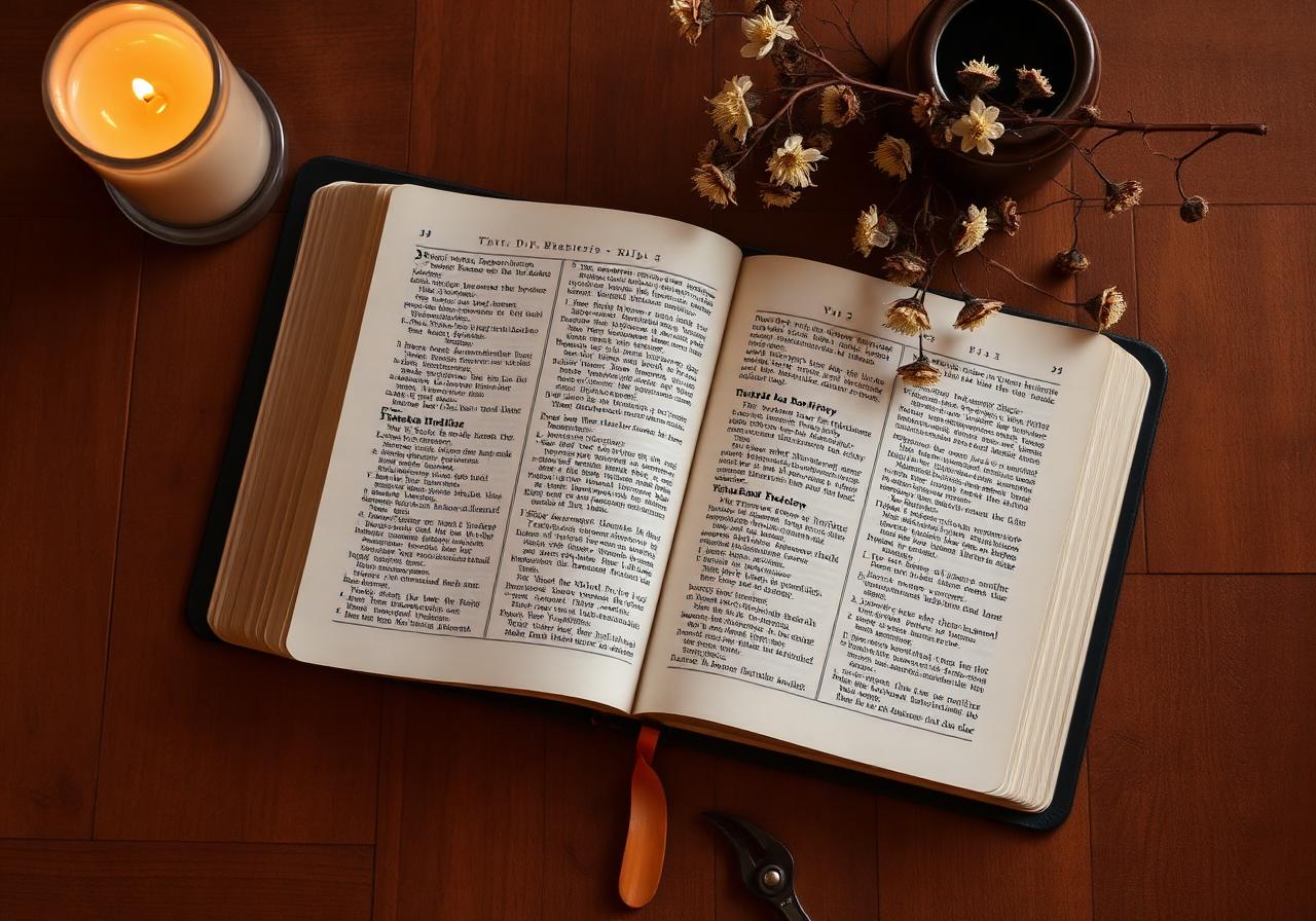 Open Bible with candle